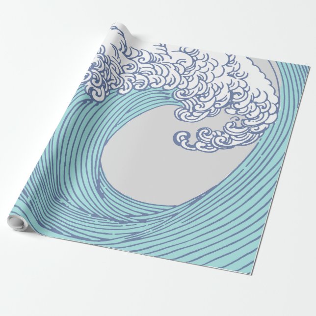 Japansk Surfa Wave Art Ocean Art Presentpapper (Utrullad)