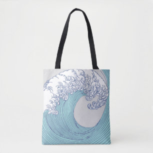 Japansk Surfa Wave Art Ocean Art Tygkasse