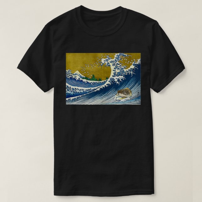Japansk Surfing Hedgehog Art T Shirt (Design framsida)
