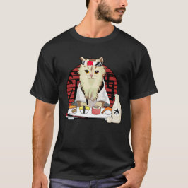 Japansk sushi cat cherry blommar kawaii t shirt