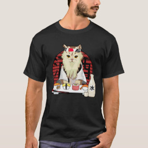 Japansk sushi cat cherry blommar kawaii t shirt