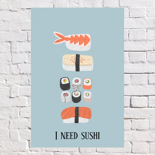 Japansk sushi Nigiri Maki Roll Anpassningsbar Text Poster