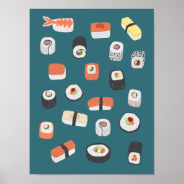 Japansk Sushi Nigiri Maki Roll Poster
