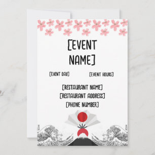 Japansk sushi-restauranghändelse och invigning inbjudningar