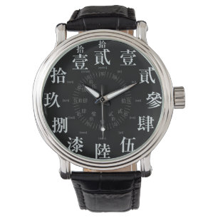 Japansk svår gammal kanji stil [svart ansikte] armbandsur