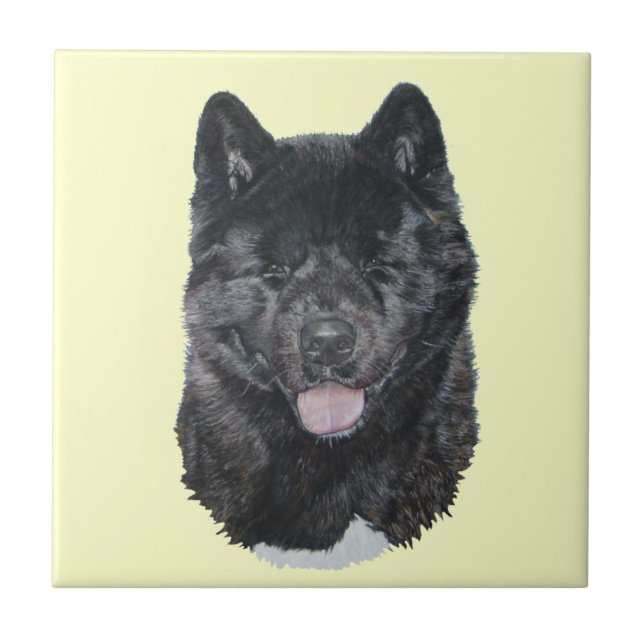 Japansk svart brindle akita hund art kakelplatta (Framsidan)