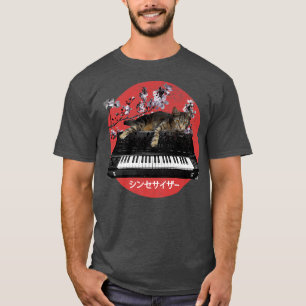 Japansk Synthesizer Cat Cherry Blommar T Shirt