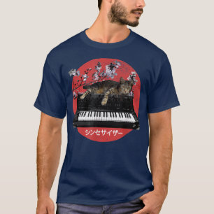 Japansk Synthesizer Cat Cherry Blommar T Shirt
