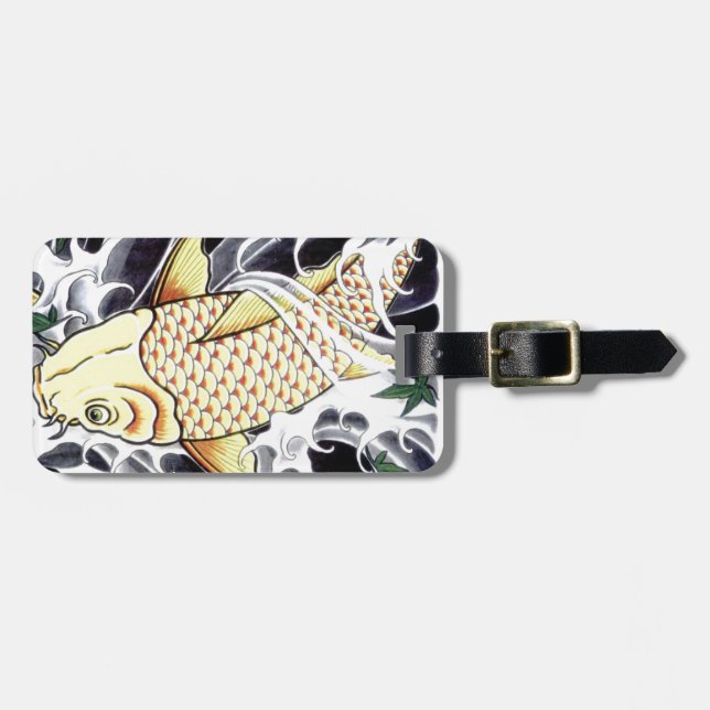 Japansk Tatto Koi Fish Design Bagagebricka (Horisontell Framsida)