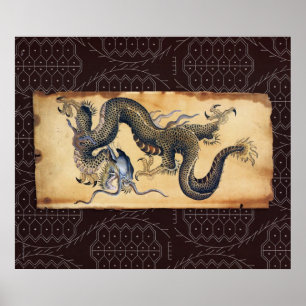 Japansk TattoArt-dragon - Skriv ut Poster