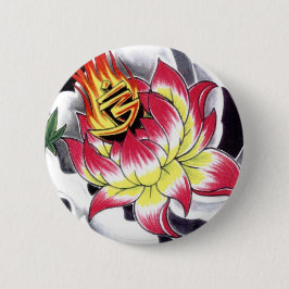 Japansk Tattoo Stil Flaming Lotus Flower Knapp