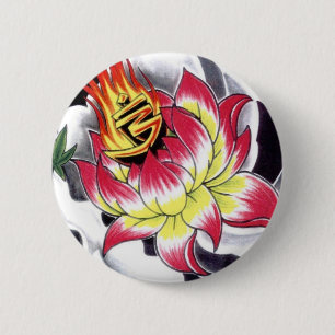 Japansk Tattoo Stil Flaming Lotus Flower Knapp