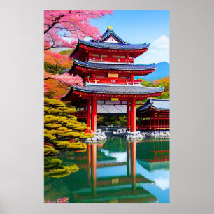 Japansk tempel poster