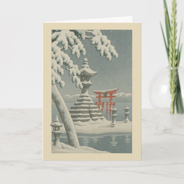 Japansk tempel Ukiyo-e julkort Helgkort (Framsida)