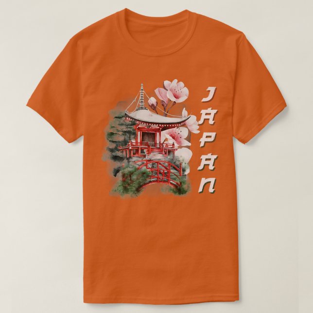 Japansk Temple Cherry Blommar Japan T Shirt (Design framsida)