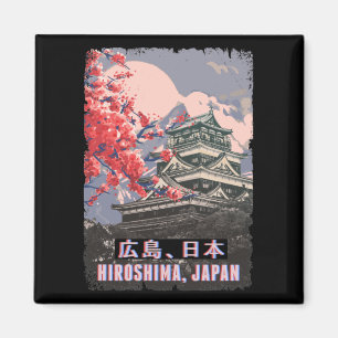 Japansk Temple Hiroshima Anime Cherry Blommar Magnet