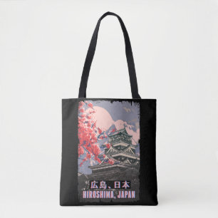 Japansk Temple Hiroshima Anime Cherry Blommar Tygkasse