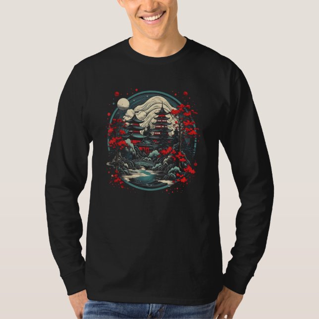 Japansk Temple Japan Art T Shirt (Framsida)