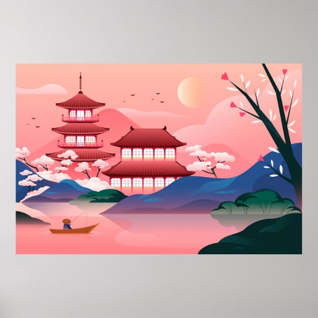 Japansk Temple-Poster Poster (Framsidan)