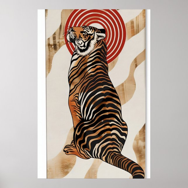 Japansk Tiger Canvastryck Modern Djungel Väggkonst (Framsidan)