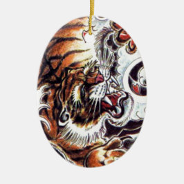 Japansk tiger tatuering julgransprydnad keramik