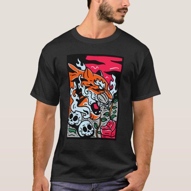 Japansk tiger Traditional Asian Cherry Blommar Ar T Shirt (Framsida)