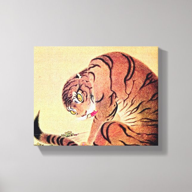 Japansk Tiger Woodblock Vintage Art Ukiyo-E Canvastryck (Framsida)