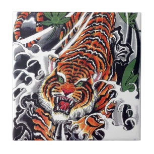Japansk tigerdesign och mönsterdesign kakelplatta