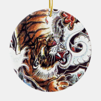 Japansk tigertato julgransprydnad keramik