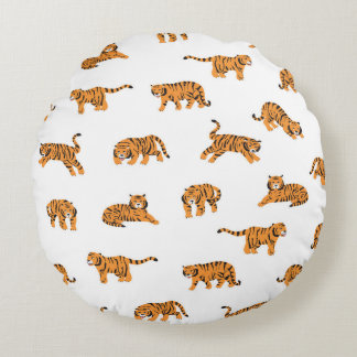 Japansk tiggare: Vintage Doodle Seamless Rund Kudde