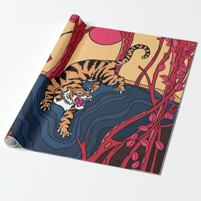 Japansk tigger presentpapper (Utrullad)