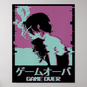 Japansk tjej Anime Game over Poster