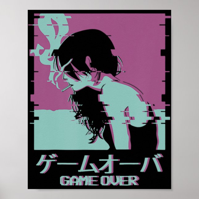 Japansk tjej Anime Game over Poster (Framsidan)