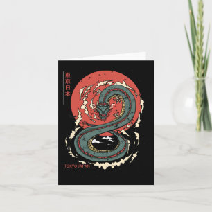 Japansk Tokyo Dragon Asian Vintage Tattoo Neon Re Kort