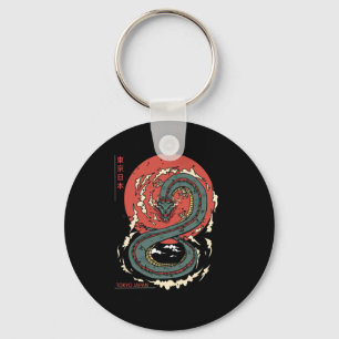 Japansk Tokyo Dragon Asian Vintage Tattoo Neon Re Nyckelring