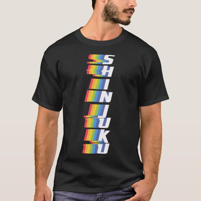 Japansk Tokyo Shinjuku City Gay pride Rainbow Col T Shirt (Framsida)