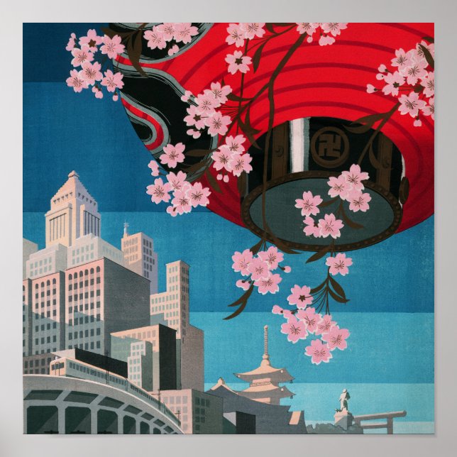 Japansk Tokyo Vintage Japansk reseaffisch Poster (Framsidan)