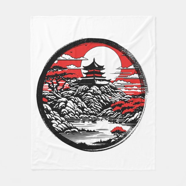 Japansk trädgård fleecefilt (Framsidan)