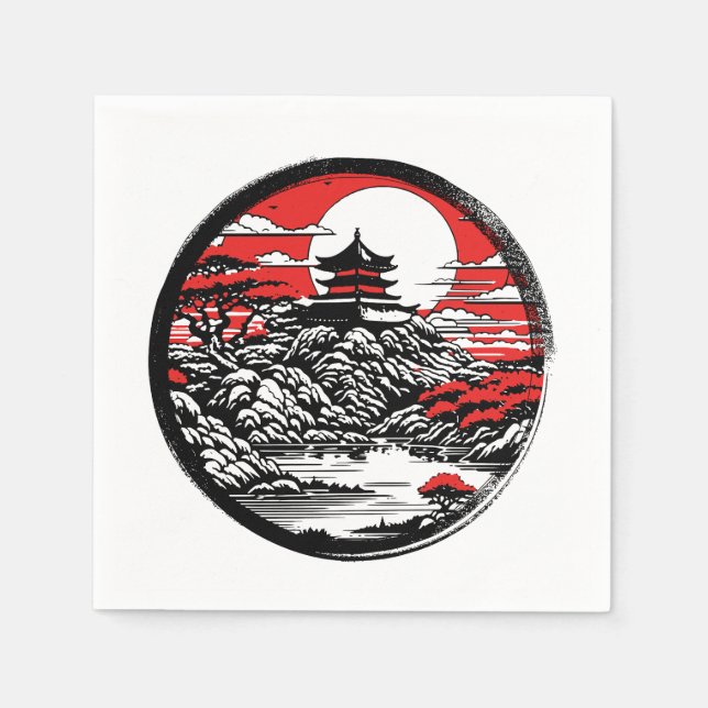 Japansk trädgård pappersservett (Framsidan)