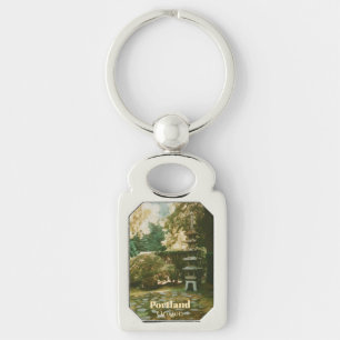 Japansk trädgård, Portland, Oregon Souvenir Rektangulärt Silverfärgad Nyckelring