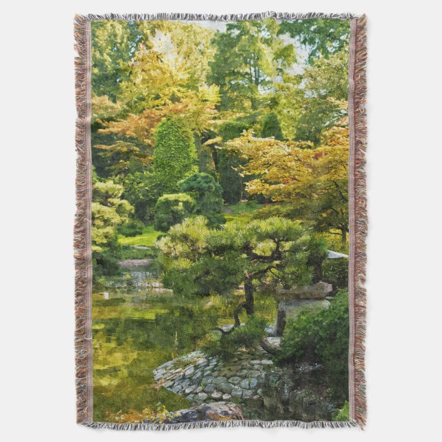 Japansk trädgård - traditionell estetik filt (Framsidan Vertikal)
