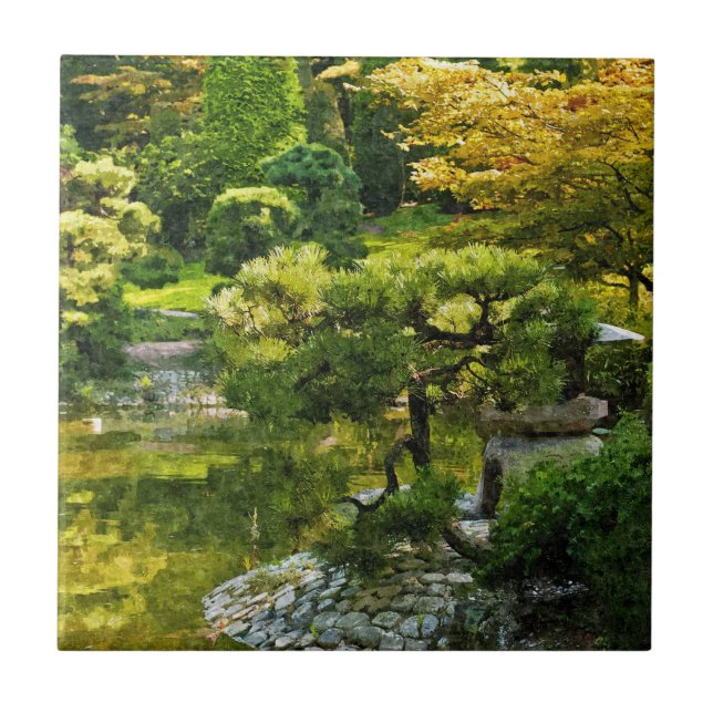 Japansk trädgård - traditionell estetik kakelplatta (Framsidan)