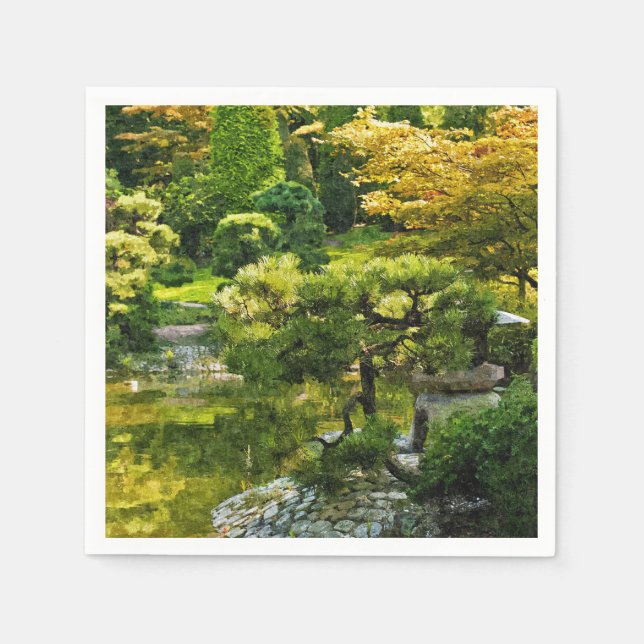 Japansk trädgård - traditionell estetik pappersservett (Framsidan)