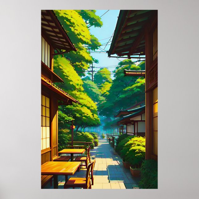 Japansk Trädgårds Utecafé Poster (Framsidan)