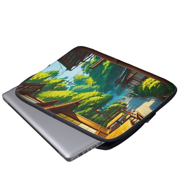 Japansk trädgårdscafé utomhus laptop fodral (Framre botten)