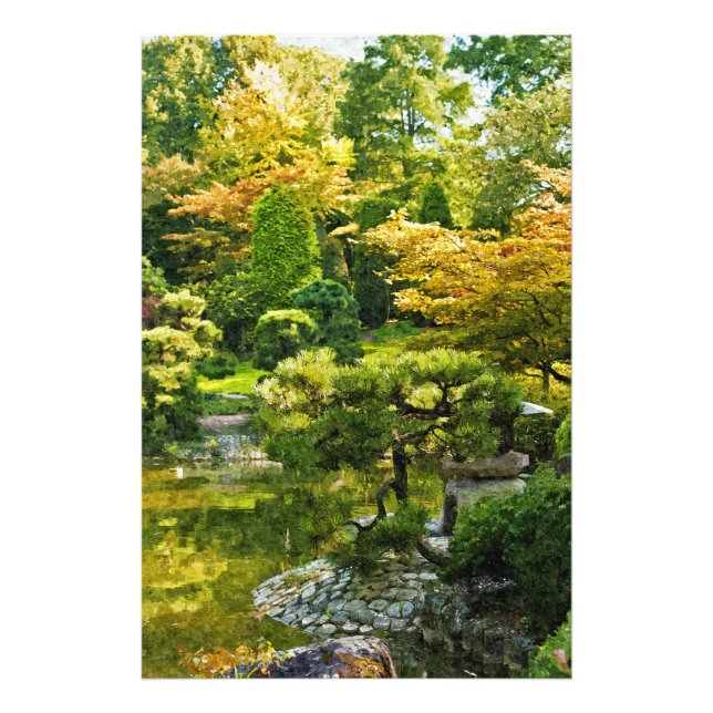 Japansk trädgårdsmålningseffekt Landskap Fototryck (Framsidan)