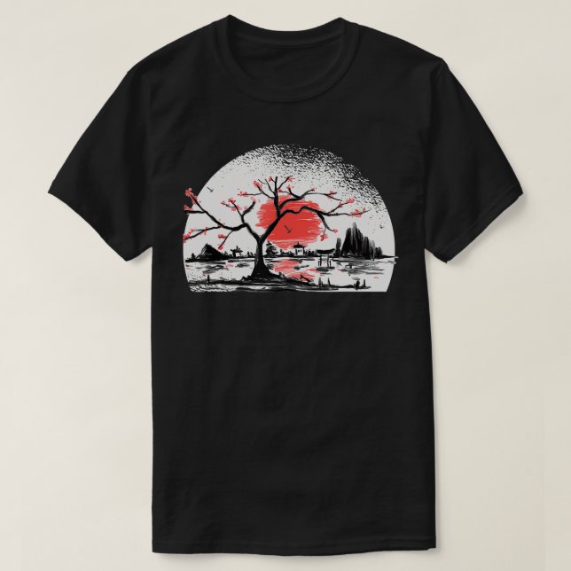 japansk trädgårdtorii japanese samurai t shirt (Design framsida)
