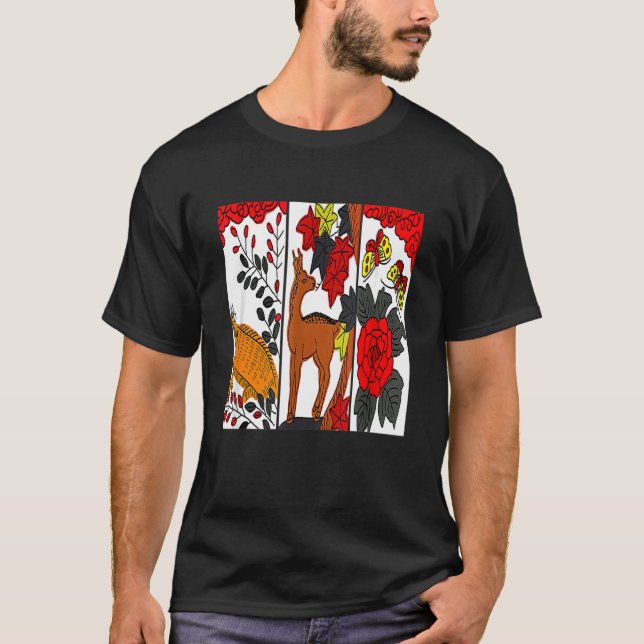 Japansk traditionell Art Hanafuda T Shirt (Framsida)