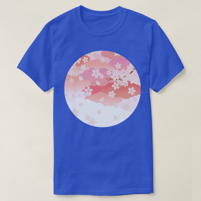 Japansk traditionell blomma Mönster 2 T Shirt (Design framsida)