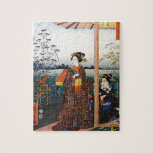 Japansk traditionell träkloss Ukiyo-E för två Pussel